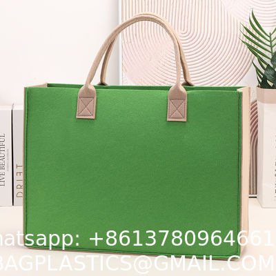 Felt Tote Bag Reusable Lightly Heavy Duty Grocery Tote Bag With Handles Shopping Felt Bags Wholesale Custom Simple Letter Logo Eco-Friendly Durable Multi-Scenario Suitable Felt Shopping Tote Bag