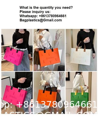 Factory Supply New Style Fashion Hand Bags Shopping Handbag Felt Customized Multi-Pocket Handbag Felt Tote Bag Eco-Friendly Cotton Felt Handle Beautiful Striped