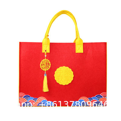 Eco Friendly Custom Logo Women'S Large Capacity Grocery Felt Bag Reusable Colorful Felt Shopping Tote Bags For Shopping