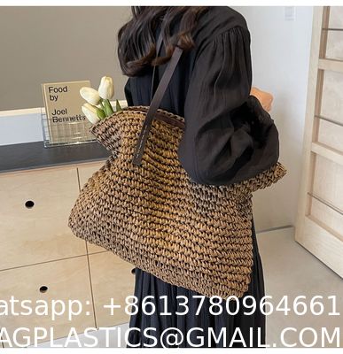 High Quality Wholesale Women'S Summer Crochet Raffia Straw Bag Handmade Designer Open Shoulder Bag Crochet Beach Bag for Women Summer Beach Totes Bag Women Crochet Purses Rattan Earrings