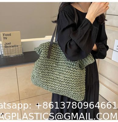 High Quality Wholesale Women'S Summer Crochet Raffia Straw Bag Handmade Designer Open Shoulder Bag Crochet Beach Bag for Women Summer Beach Totes Bag Women Crochet Purses Rattan Earrings