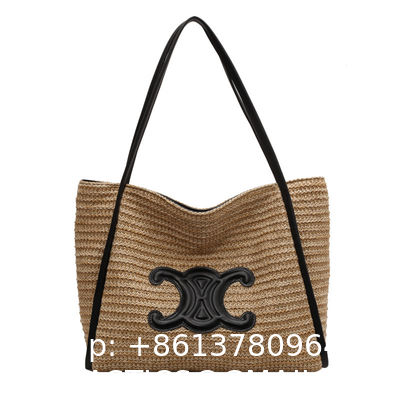 Women Small Straw Bags Summer Beach Tote Bag Handmade Woven Hobo Purse Handbag Customized New Arrival Hand Made Natural Straw Raffia Blue Striped Crochet Beach Bag Crochet Bags Custom Order