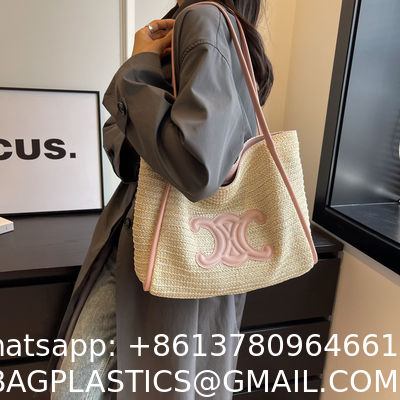 Women Small Straw Bags Summer Beach Tote Bag Handmade Woven Hobo Purse Handbag Customized New Arrival Hand Made Natural Straw Raffia Blue Striped Crochet Beach Bag Crochet Bags Custom Order