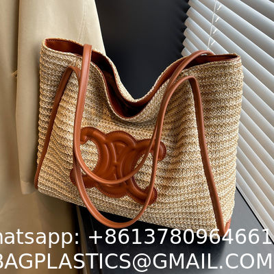 Women Small Straw Bags Summer Beach Tote Bag Handmade Woven Hobo Purse Handbag Customized New Arrival Hand Made Natural Straw Raffia Blue Striped Crochet Beach Bag Crochet Bags Custom Order