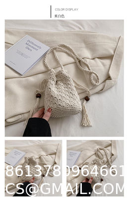 Hot Sale Women Hollow Out Crochet Knit Summer Handbags Straw Woven Portable Raffia Beach Holiday Tote Bag Raffia Paper Rope Crochet Straw Bag for Seaside Vacation Trips Shopping and Shopping