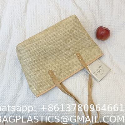 Hand-woven Beach Bag Raffia Crochet Messenger Shoulder Bag Summer Vacation Straw Bag Manufacturers Natural Straw Paper Tote Bag Women Open Fashionable Raffia Crochet Handbags for Beach with Custom