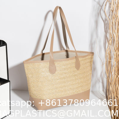 Hand-woven Beach Bag Raffia Crochet Messenger Shoulder Bag Summer Vacation Straw Bag Manufacturers Natural Straw Paper Tote Bag Women Open Fashionable Raffia Crochet Handbags for Beach with Custom