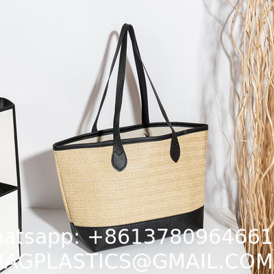 Hand-woven Beach Bag Raffia Crochet Messenger Shoulder Bag Summer Vacation Straw Bag Manufacturers Natural Straw Paper Tote Bag Women Open Fashionable Raffia Crochet Handbags for Beach with Custom