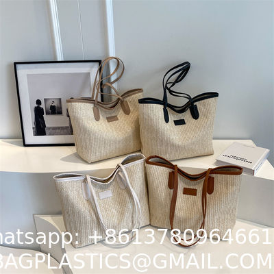 Hand-woven Beach Bag Raffia Crochet Messenger Shoulder Bag Summer Vacation Straw Bag Manufacturers Natural Straw Paper Tote Bag Women Open Fashionable Raffia Crochet Handbags for Beach with Custom