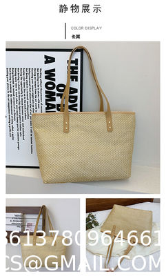 Hand-woven Beach Bag Raffia Crochet Messenger Shoulder Bag Summer Vacation Straw Bag Manufacturers Natural Straw Paper Tote Bag Women Open Fashionable Raffia Crochet Handbags for Beach with Custom