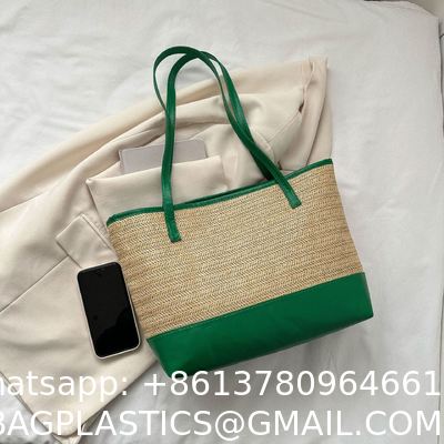 Hand-woven Beach Bag Raffia Crochet Messenger Shoulder Bag Summer Vacation Straw Bag Manufacturers Natural Straw Paper Tote Bag Women Open Fashionable Raffia Crochet Handbags for Beach with Custom