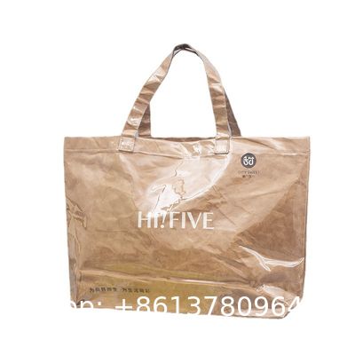 Trending Product Reusable Washable Durable Handbags Tote Bags Vintage Waterproof Dupont Tote Bag Kraft Tyvek Paper Handbag