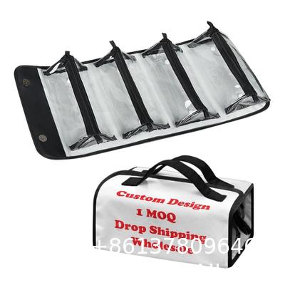 DuPont Travel Folding Storage Cosmetic Bag, pu lether Travel Makeup Organizer Bag, Foldable Toiletry Bag With Detachable Pouches, Large Capacity 4-In-1 Roll-Up Cosmetic Storage With Handle For Women