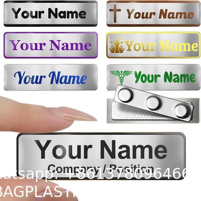 Metal Engraved Name Badge, Custom Name Tag, Personalized Plastic Or Metal ID Name Plate, Solid Brass Name Tag With Magnetic, Pin Or Clutch Back, Military, Police, Fire Department Name Badge ID Pin