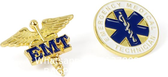 Emergency Medical Technician "EMT" Lapel Pin Set American Flag Uniform Pin For Police and Firefighters Metal Name Badges Engraved Metal Police Fire Military Better Badges