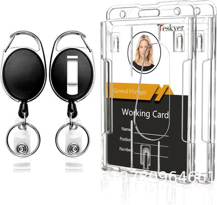 Pack Badge Holder Retractable Clip Heavy Duty Reels With Vertical Sliding ID Badge Holder Black Hard Plastic For Women Nurse Teacher Student