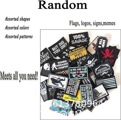 Garment Accessories, Tactical Morale Patch Bundle, Full Embroidery Loop And Hook Patches Set For Caps, Bags, Backpacks, Vest, Military Uniforms,Tactical Gears