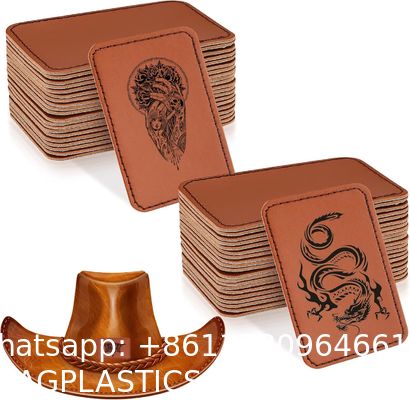 Leatherette Hat Patches With Adhesive, Blank Rectangle Faux Leather Patches For Custom Hats Clothes Bags DIY Crafts Fabric Repair Sew Laser Supplies