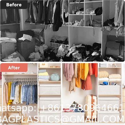 Linen Fabric, Metal Handles Collapsible Stackable Storage Bins With Lids, Packs White Linen Fabric Closet Boxes With Lids, Storage Cube Baskets Container Organizers For Bedroom Office