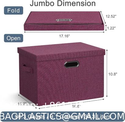 Large jute fabrics Collapsible Storage Bins With Lids Jute Fabric Foldable Storage Boxes Organizer Containers Baskets Cube With Cover For Home Bedroom Closet Office Nursery