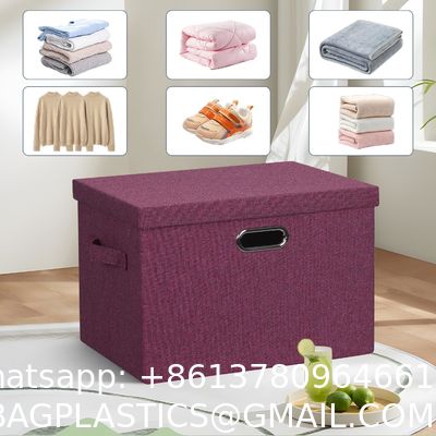 Large jute fabrics Collapsible Storage Bins With Lids Jute Fabric Foldable Storage Boxes Organizer Containers Baskets Cube With Cover For Home Bedroom Closet Office Nursery