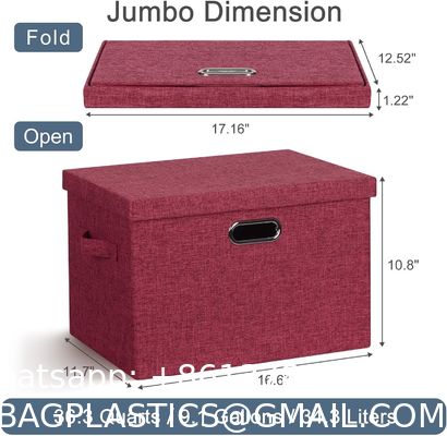 Large jute fabrics Collapsible Storage Bins With Lids Jute Fabric Foldable Storage Boxes Organizer Containers Baskets Cube With Cover For Home Bedroom Closet Office Nursery