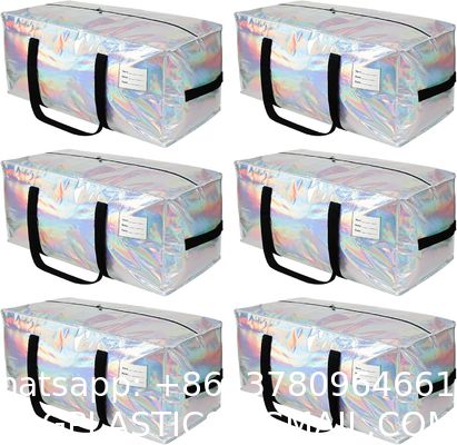 Heavy Duty Moving Bags 24-Gallon Extra Large Waterproof Foldable Clothing Storage Totes Bags With Zipper,Reinforced Handles,Packing Moving Boxes For Dorm & Seasonal Storage,Iridescent