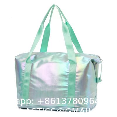 Beach Bag 26L Large Iridescent Waterproof Beach Tote Bag For Women With Zipper & Phone Pouch Sand/Tip-Proof Crossbody