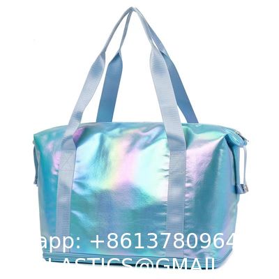 Beach Bag 26L Large Iridescent Waterproof Beach Tote Bag For Women With Zipper & Phone Pouch Sand/Tip-Proof Crossbody