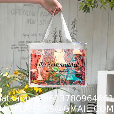 Holographic Makeup Bag Holographic Iridescent Cosmetic Bags With Zipper Travel Iridescent Makeup Bags Portable Holographic Bag Iridescent Holographic Bag For Makeup Tools Organizer