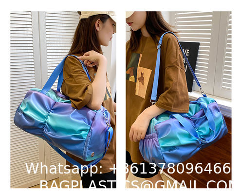 Holographic Shimmering Gym Duffle Bag With Shoes Compartment & Wet Pocket, Women Weekend Overnight Travel Bag Gymnastic Dance Bag For Girl