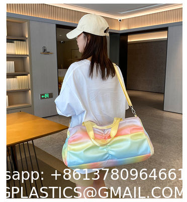 Holographic Shimmering Gym Duffle Bag With Shoes Compartment & Wet Pocket, Women Weekend Overnight Travel Bag Gymnastic Dance Bag For Girl