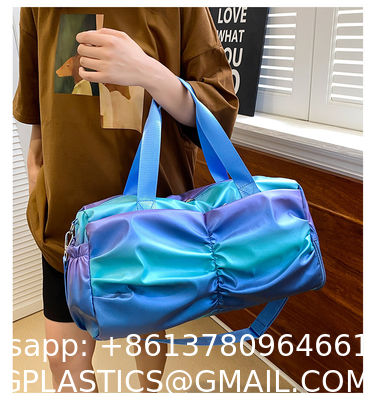 Holographic Shimmering Gym Duffle Bag With Shoes Compartment & Wet Pocket, Women Weekend Overnight Travel Bag Gymnastic Dance Bag For Girl