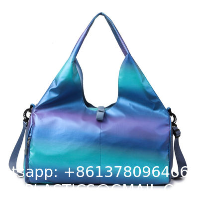 Gym Bag For Women With Wet Pocket & Shoe Compartment, Sports Duffel Overnight Weekender Hospital Workout Carry On Bag For Girls, Holographic Purse Ideal For Travel, Swimming, Dance