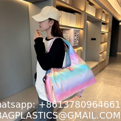 Gym Bag For Women With Wet Pocket & Shoe Compartment, Sports Duffel Overnight Weekender Hospital Workout Carry On Bag For Girls, Holographic Purse Ideal For Travel, Swimming, Dance