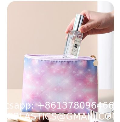 Toiletry Bag,Water Resistant Cosmetic Organizer For Bathroom, Quart Size Clear Iridescent Hard Shell Zipper Case For Toiletries,Portable Storage For Women Girls,Travel Essentials