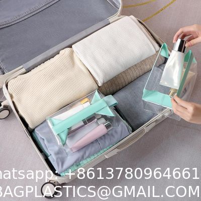 Biodegradable recyclable sustainable Clear Travel Toiletry Bag With Magnetic Closure, Makeup Bag For Women And Men, Cosmetic Bag For Travel