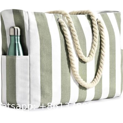 Cotton bag, Canvas bag, tote bags, Outdoor Blue And White Striped Storage Bag Absorbent Quick-Drying Portable Beach Bag Enlarged Travel Bag