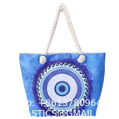 Wholesale Women'S Printed Handbags, Tote Bags, Hot Selling Devil'S Eye Canvas Bag Handbag Shoulder Bag Large Capacity Beach Bag Turkish Eye Bag