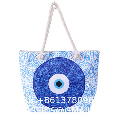 Wholesale Women'S Printed Handbags, Tote Bags, Hot Selling Devil'S Eye Canvas Bag Handbag Shoulder Bag Large Capacity Beach Bag Turkish Eye Bag