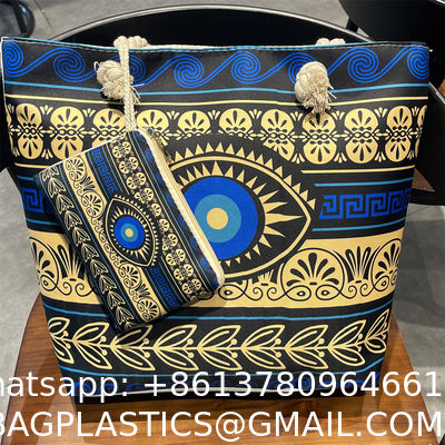 Wholesale Women'S Printed Handbags, Tote Bags, Hot Selling Devil'S Eye Canvas Bag Handbag Shoulder Bag Large Capacity Beach Bag Turkish Eye Bag