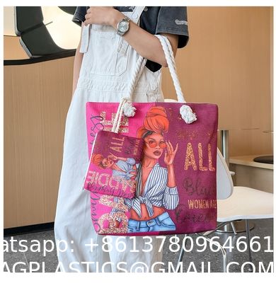 Versatile And Practical Multifunctional Zipper Handbag, Foldable Beach Bag, Creative New Cartoon Print Shoulder Bag