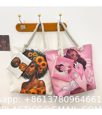 Versatile And Practical Multifunctional Zipper Handbag, Foldable Beach Bag, Creative New Cartoon Print Shoulder Bag