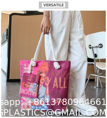 Versatile And Practical Multifunctional Zipper Handbag, Foldable Beach Bag, Creative New Cartoon Print Shoulder Bag