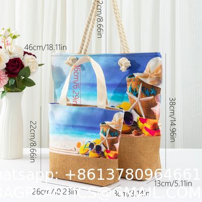 New Fashion Canvas Beach Bag Women'S Shoulder Bag Simple Tote Bag Large Capacity Shoulder Handbag Purchase