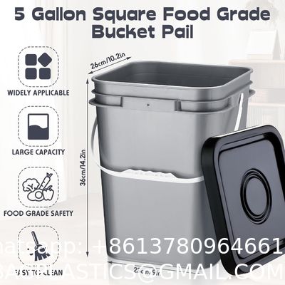 Square Bucket With Lid,Industries Barrels With Lid And Plastic Handle,Rain Buckets,Food Storage Containers DIY Label Stickers Towel And Brush For Paint Storage Tank Crafts