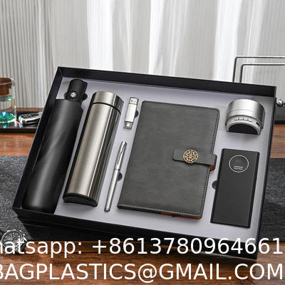 High End Gift Set Corporate Luxury Gift Promotion Items Notebook Umbrella Vacuum Flask Speaker Note Book Gift Set  Umbrella Vacuum Flask Pen USB Flash Drive Mouse Notebook Name Card Holder Bookmark