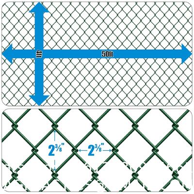 Wire 9 Gauge Green Vinyl Coated Galvanized Steel Chain Link Fence Fabric, Diamond Mesh Size 2-3/8 Inch, Galvanized Fencing Wire Roll For Garden And Animals Enclosure