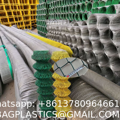 Wire 9 Gauge Green Vinyl Coated Galvanized Steel Chain Link Fence Fabric, Diamond Mesh Size 2-3/8 Inch, Galvanized Fencing Wire Roll For Garden And Animals Enclosure