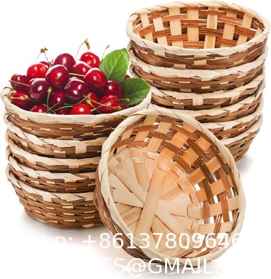 Round Gift Baskets, Bamboo Small Bread & Fruit Baskets, 7" Woven Bread Roll Baskets, Food Serving Baskets, Food Storage Basket For Kitchen Restaurant Display Decor